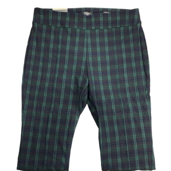 NWT LORD & TAYLOR Kelly Brooks Plaid Mid Rise Slim Leg Ankle Pull-On Pant Sz 18W - Picture 2 of 6